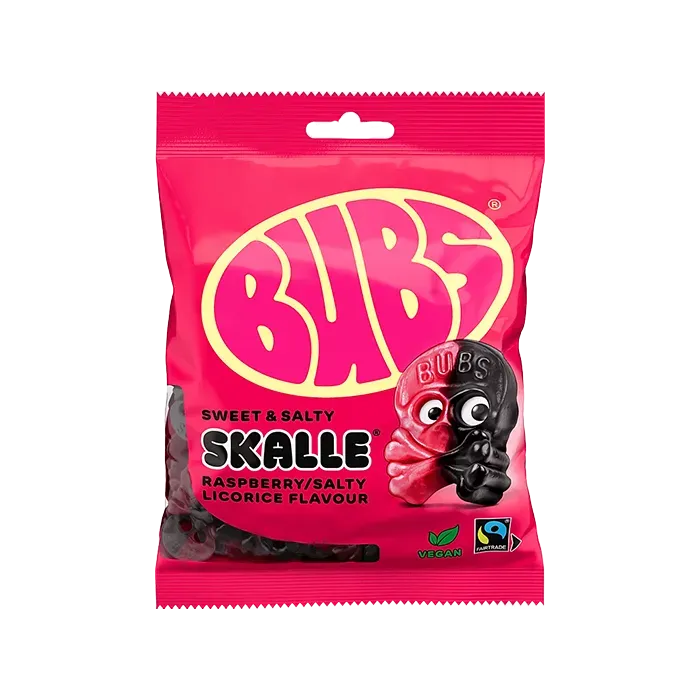 Bubs – Sweet & Salty Skalle Raspberry Salty Licorice (90 g)