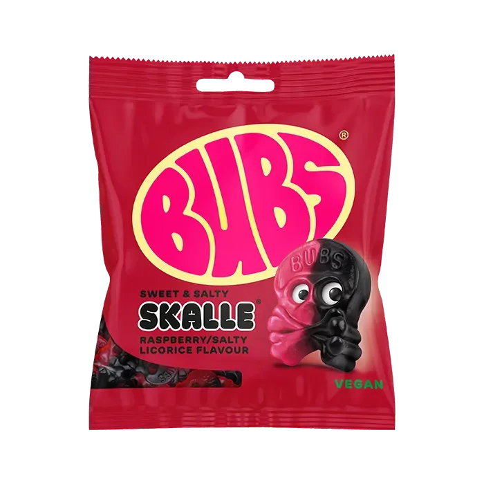 Bubs – Raspberry Salty Licorice Skulls (155g)