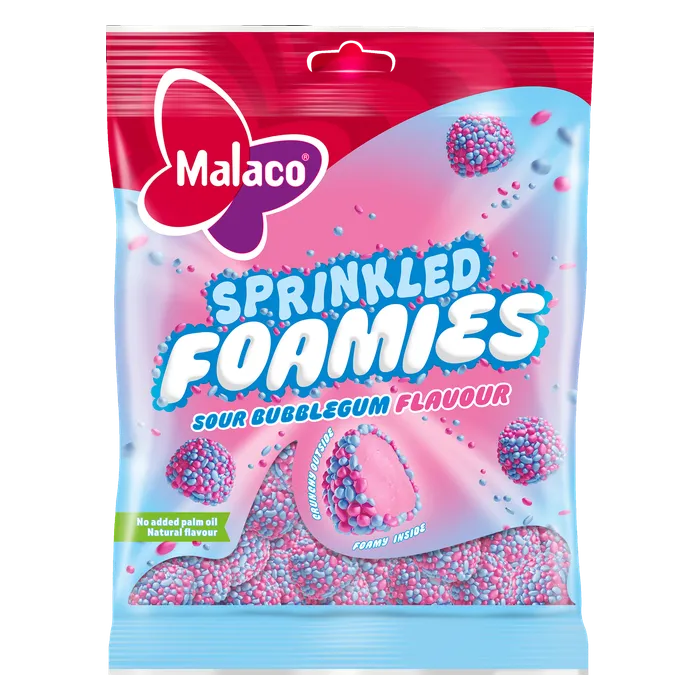 Malaco – Sprinkled Foamies Sour Bubblegum (110g)